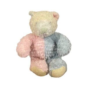 First & Main Nubby Baby Bear Rattle Teddy Bear Plush Lovey Pink Blue 8" # 2163